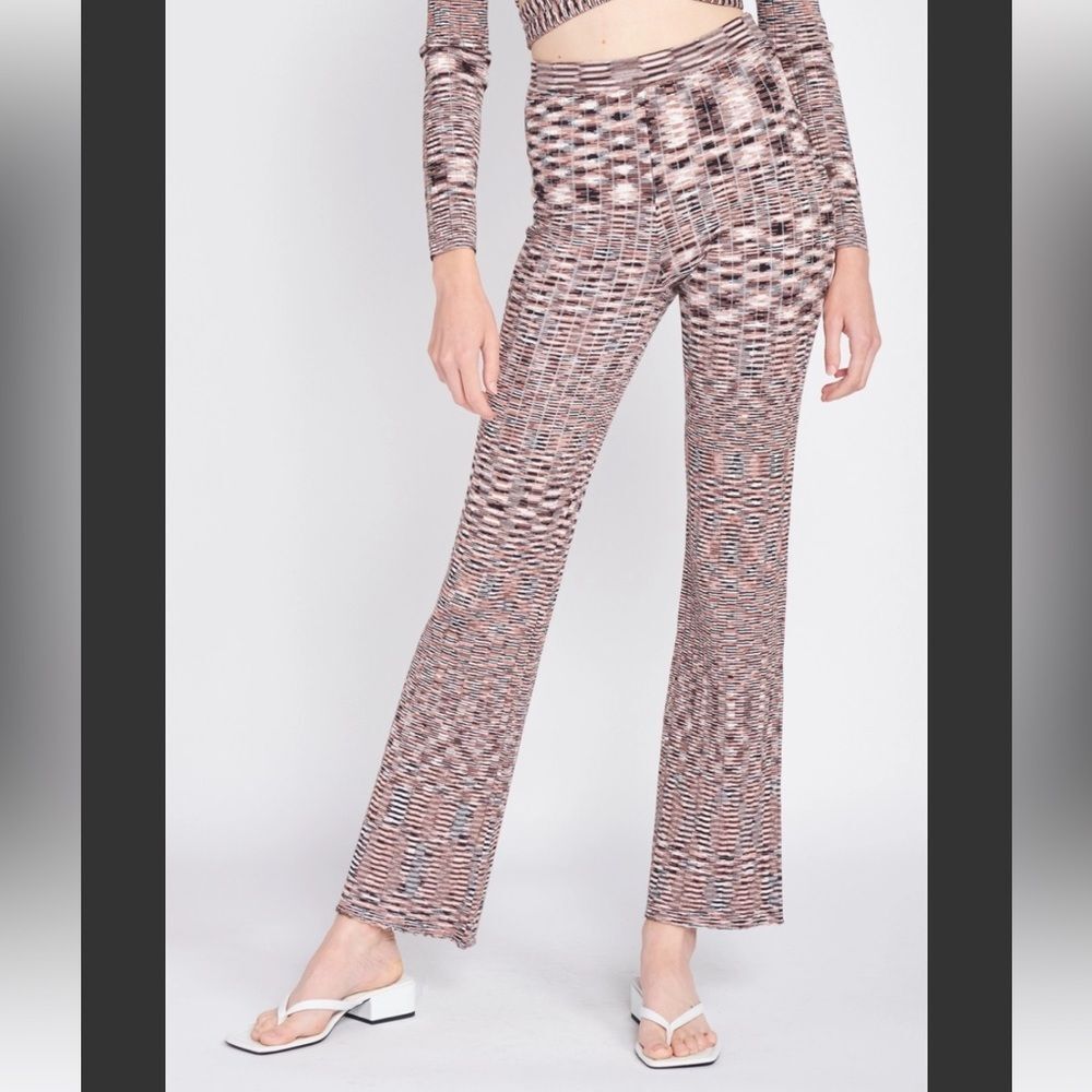 Emory Park Knitted Flare Pants with Ruffle Lettuce Hem Size S